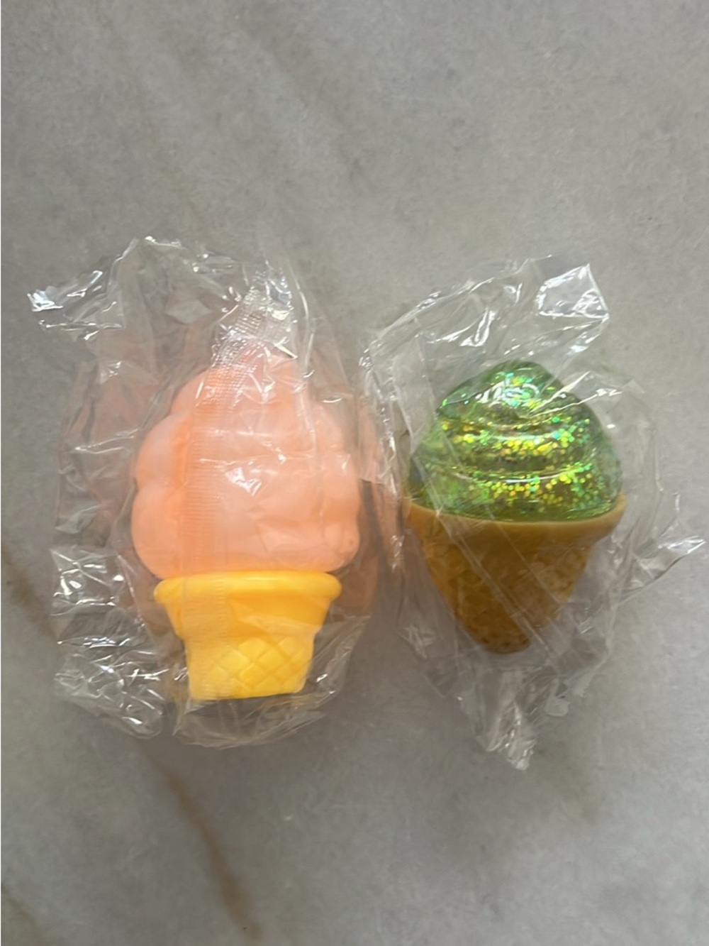 Kids Ice Cream Cone Squishy Toy Set - Peach & Green